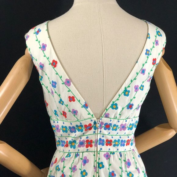 maxi dress /white blue red cotton / Maxi Long Sund - Picture 8 of 9